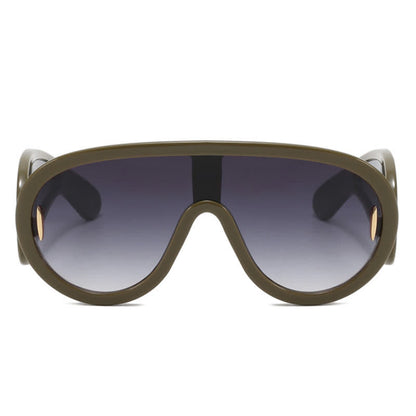 Steampunk One-piece Frame Oversized Mirrored Sunglasses