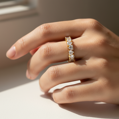 Heart Cut Diamond Eternity Ring – A Full Circle of Sparkling Hearts