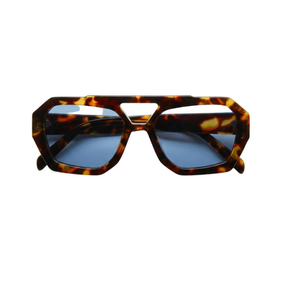 Vintage Tortoiseshell Geometric Sunglasses – Retro Amber Glow for Your Days