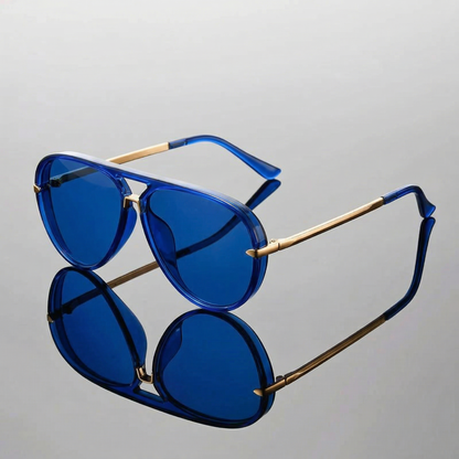 Double Bridges Metal Temples Aviator Sunglasses