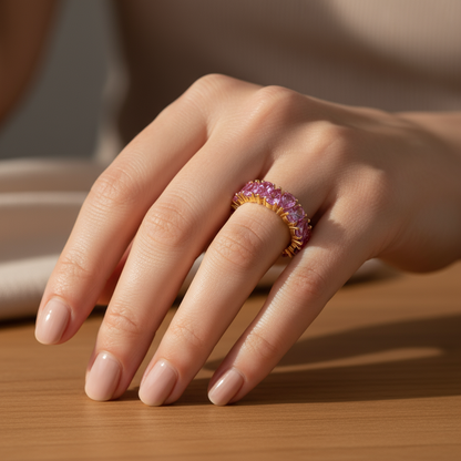Pink Pear Gem Eternity Ring – A Full Circle of Blush Sparkle