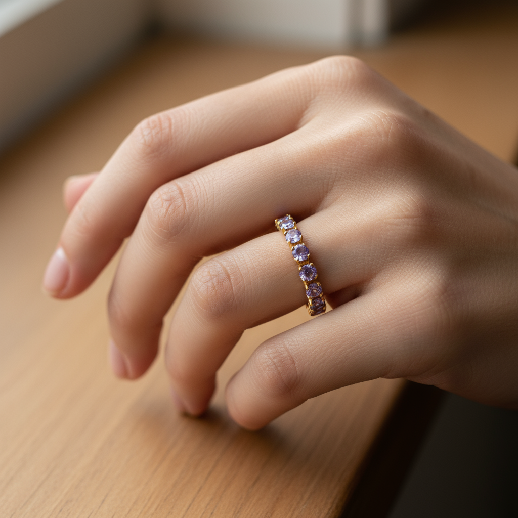 Purple Gem Eternity Ring – A Full Circle of Lavender Sparkle